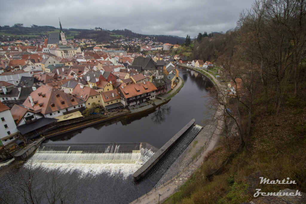 Český Krumlov - Pohled z hradu na jez